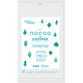 日本サニパック　ｎｏｃｏｏ　環境配慮型ポリ袋　半透明　９０Ｌ　０．０２５ｍｍ　ＣＮ９１　１パック（１０枚）