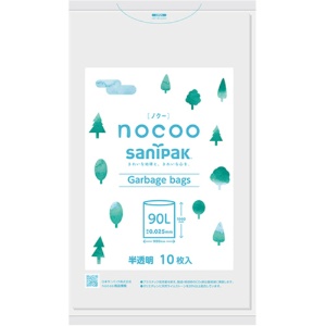 日本サニパック　ｎｏｃｏｏ　環境配慮型ポリ袋　半透明　９０Ｌ　０．０２５ｍｍ　ＣＮ９１　１パック（１０枚）1