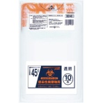 ジャパックス　感染性廃棄物用ポリ袋（橙色バイオハザードマーク付）　透明　４５Ｌ　ＢＺ４３　１パック（１０枚）