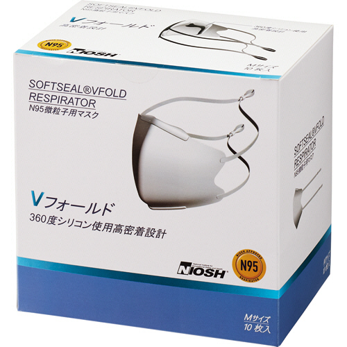 たのめーる】原田産業 SOFTSEAL Vフォールド N95マスク M 1箱(10枚)の通販