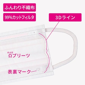 原田産業　カワイイ女の贅沢マスク　Ｐｒｅｍｉｕｍ　個別包装　絶妙サイズ　ももいろピンク　１パック（７枚）3