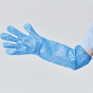 メディテックジャパン　ロングポリエチレン手袋Ｖ　ブルー　ＬＰＥＢ－ＦＶ　１箱（５０枚）2