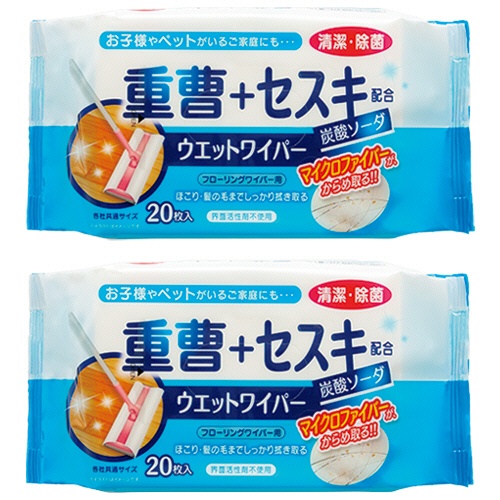 ティー・エイチ・ティー　フローリングワイパー用ウェットワイパー　重曹＋セスキ・炭酸ソーダ配合　１パック（４０枚：２０枚×２個）1