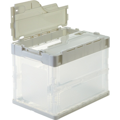 ＴＡＮＯＳＥＥ　折りたたみコンテナ　軽量タイプ　フタ一体型　２０Ｌ　ホワイト／透明　１台1