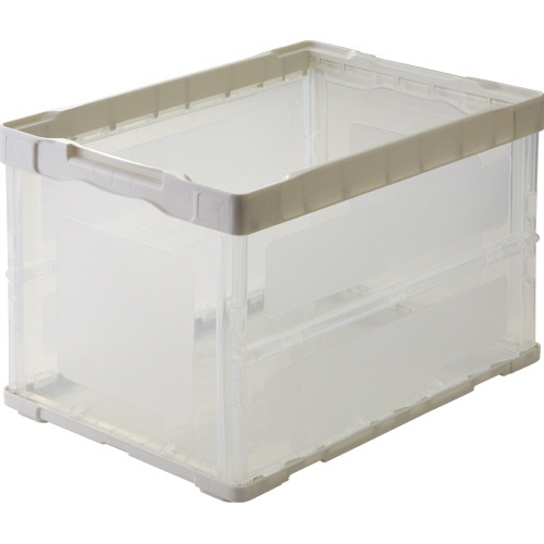 ＴＡＮＯＳＥＥ　折りたたみコンテナ　軽量タイプ　フタなし　５０Ｌ　ホワイト／透明　１台1