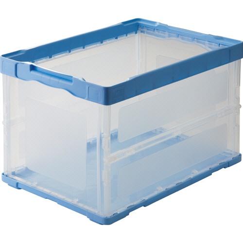 ＴＡＮＯＳＥＥ　折りたたみコンテナ　軽量タイプ　フタなし　５０Ｌ　ブルー／透明　１台1