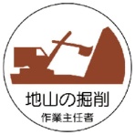ユニット　作業主任者ステッカー地山の掘削　ＰＰステッカー　３５Ф　３７０－２１　１組（２枚）