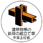ユニット　作業主任者ステッカー建築物鉄骨組立　ＰＰステッカー　３５Ф　３７０－２４　１組（２枚）