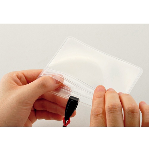 ＴＡＮＯＳＥＥ　吊下げ名札　防水チャック付　黒　１セット（５０個：１０個×５パック）3