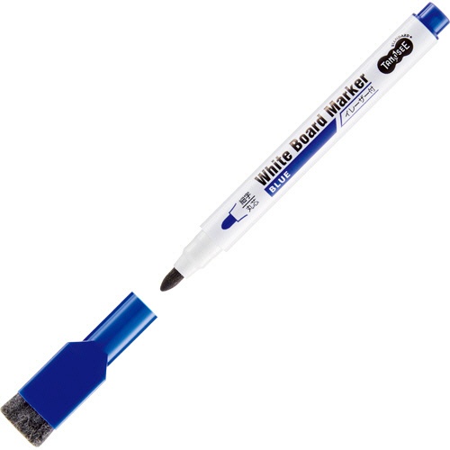 ＴＡＮＯＳＥＥ　イレーザー付ホワイトボードマーカー　細字・丸芯　青　１セット（１０本）1