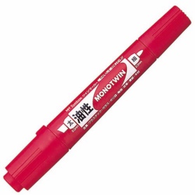 トンボ鉛筆　油性マーカー　モノツインＥ　太字＋細字　赤　ＯＤ－ＴＭＥ２５　１セット（１０本）