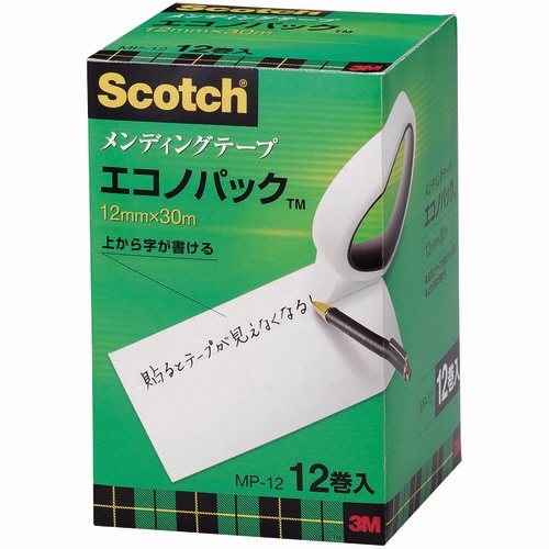 ３Ｍ　スコッチ　メンディングテープ　エコノパック　大巻　１２ｍｍ×３０ｍ　紙箱入　業務用パック　ＭＰ－１２　１セット（１２０巻：１２巻×１０パック）1