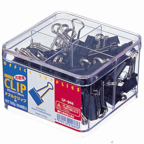 ソニック　徳用ダブルクリップ　小（口幅１９ｍｍ）中（口幅２５ｍｍ）ミックス　ＧＰ－９４４　１セット（約４８０個：約４８個×１０ケース）1