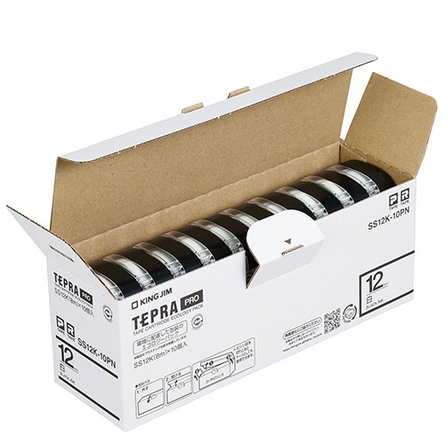 キングジム　テプラ　ＰＲＯ　テープカートリッジ　１２ｍｍ　白／黒文字　エコパック　ＳＳ１２Ｋ－１０ＰＮ　１セット（５０個：１０個×５パック）3