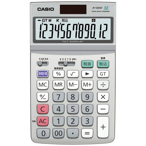 カシオ　実務電卓　１２桁　ジャストタイプ　ＪＦ－１２０ＧＴ－Ｎ　１セット（３台）1