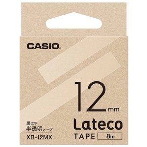 カシオ　ラテコ　詰替用テープ　１２ｍｍ×８ｍ　半透明／黒文字　ＸＢ－１２ＭＸ　１セット（５個）1