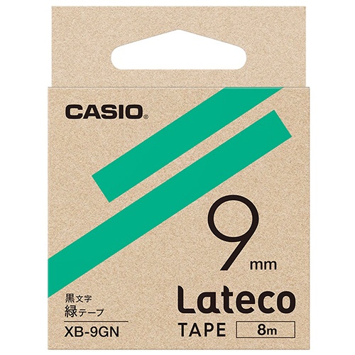 カシオ　ラテコ　詰替用テープ　９ｍｍ×８ｍ　緑／黒文字　ＸＢ－９ＧＮ　１セット（５個）1