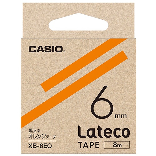 カシオ　ラテコ　詰替用テープ　６ｍｍ×８ｍ　オレンジ／黒文字　ＸＢ－６ＥＯ　１セット（５個）1