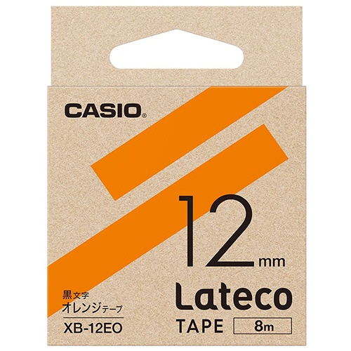 カシオ　ラテコ　詰替用テープ　１２ｍｍ×８ｍ　オレンジ／黒文字　ＸＢ－１２ＥＯ　１セット（５個）1
