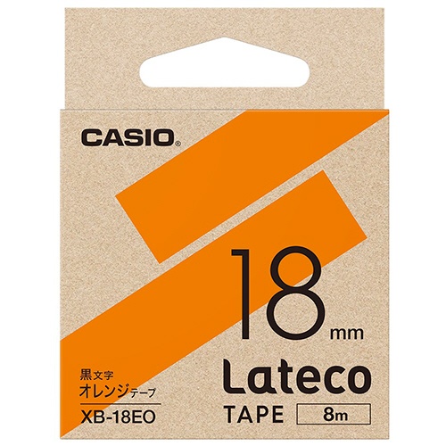 カシオ　ラテコ　詰替用テープ　１８ｍｍ×８ｍ　オレンジ／黒文字　ＸＢ－１８ＥＯ　１セット（５個）1