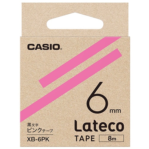カシオ　ラテコ　詰替用テープ　６ｍｍ×８ｍ　ピンク／黒文字　ＸＢ－６ＰＫ　１セット（５個）1