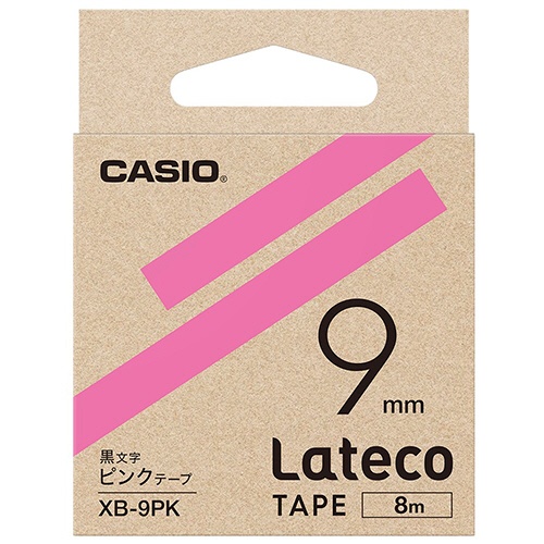 カシオ　ラテコ　詰替用テープ　９ｍｍ×８ｍ　ピンク／黒文字　ＸＢ－９ＰＫ　１セット（５個）1