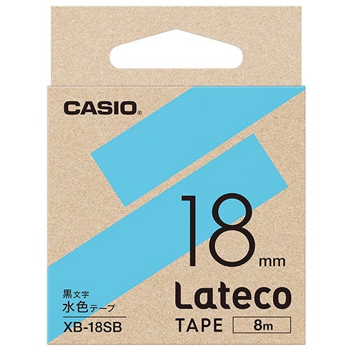 カシオ　ラテコ　詰替用テープ　１８ｍｍ×８ｍ　水色／黒文字　ＸＢ－１８ＳＢ　１セット（５個）1