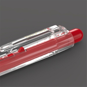 ＴＡＮＯＳＥＥ　ノック式なめらかインク油性ボールペン　グリップ付　０．７ｍｍ　赤　（軸色：クリア）　１セット（１００本：１０本×１０パック）2