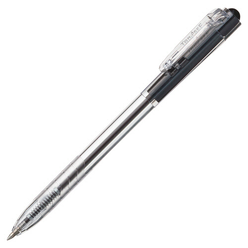 たのめーる】TANOSEE ノック式油性ボールペン 0.7mm 黒 (軸色:クリア