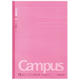 コクヨ　キャンパスノート（ドット入り罫線・カラー表紙）　Ａ４　Ａ罫　３０枚　ピンク　ノ－２０３ＣＡＴＮ－Ｐ　１セット（５冊）