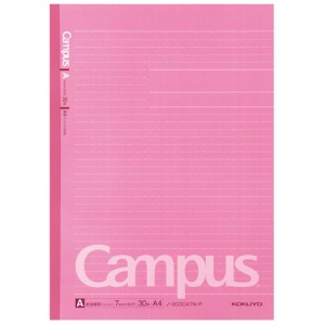 コクヨ　キャンパスノート（ドット入り罫線・カラー表紙）　Ａ４　Ａ罫　３０枚　ピンク　ノ－２０３ＣＡＴＮ－Ｐ　１セット（５冊）1