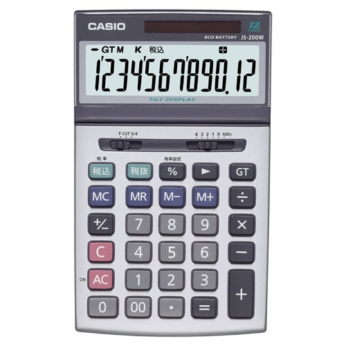カシオ　本格実務電卓　１２桁　ジャストタイプ　ＪＳ－２００Ｗ－Ｎ　１セット（３台）1