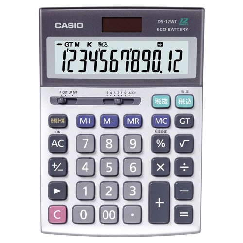 カシオ　本格実務電卓　時間計算　１２桁　デスクタイプ　ＤＳ－１２ＷＴ－Ｎ　１セット（３台）1