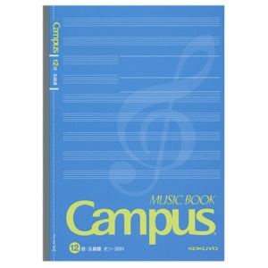 コクヨ　キャンパス　音楽帳（無線とじ・カットオフ）　セミＢ５　３０枚　オン－３８Ｎ　１セット（５冊）1