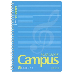 コクヨ　キャンパス　音楽帳（ツインリングとじ）　セミＢ５　５０枚　オン－Ｔ４２　１セット（５冊）1