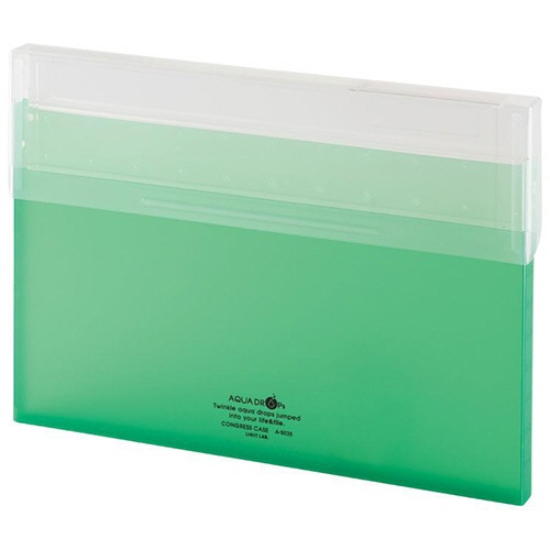 リヒトラブ　ＡＱＵＡ　ＤＲＯＰｓ　コングレスケース　Ａ４ヨコ　１５０枚収容　黄緑　Ａ－５０３５－６　１セット（１０個）1