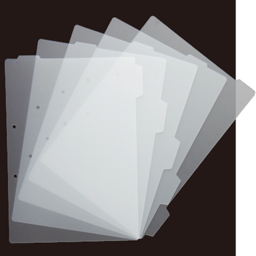 ＴＡＮＯＳＥＥ　再生ダブルインデックス（ハードタイプ）　Ａ４タテ　２穴　５山　クリア　１セット（４０組）2