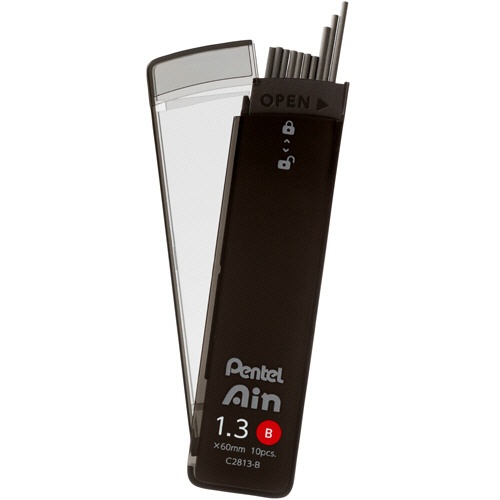 ぺんてる　シャープペン替芯　Ｐｅｎｔｅｌ　Ａｉｎ　ポリシース仕様　１．３ｍｍ　Ｂ　ＸＣ２８１３－Ｂ　１セット（５０本：１０本×５個）1