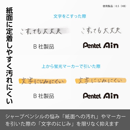 ぺんてる　シャープペン替芯　Ｐｅｎｔｅｌ　Ａｉｎ　ポリシース仕様　１．３ｍｍ　Ｂ　ＸＣ２８１３－Ｂ　１セット（５０本：１０本×５個）4