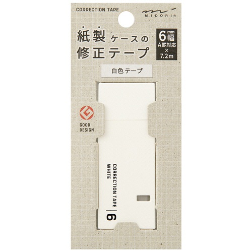 ミドリ　紙製修正テープ　６ｍｍ幅×７．２ｍ　白　３５４９９００６　１セット（５個）1