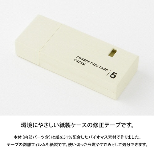 ミドリ　紙製修正テープ　５ｍｍ幅×７．２ｍ　クリーム　３５５００００６　１セット（５個）3