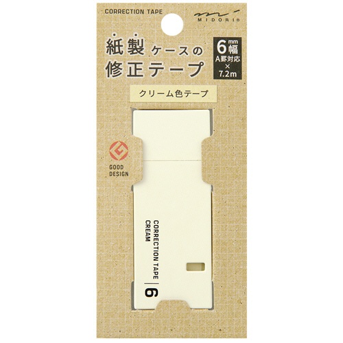 ミドリ　紙製修正テープ　６ｍｍ幅×７．２ｍ　クリーム　３５５０１００６　１セット（５個）1
