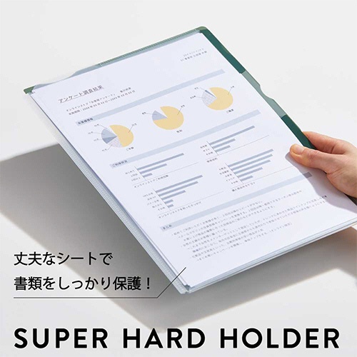 キングジム　カラーセレクション　スーパーハードホルダー　３山インデックス（マチ付）　Ａ４タテ　黄　ＣＮ７６５－Ｙ　１セット（５枚）3