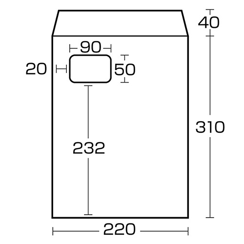 ハート　透けない封筒　ケント　ワンタッチテープ付　Ａ４　グラシン窓付　１００ｇ／ｍ2　〒枠なし　ＸＥＰ７３０　１セット（５００枚：１００枚×５パック）3