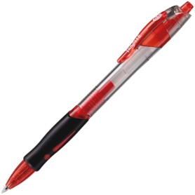 ＴＡＮＯＳＥＥ　ノック式ゲルインクボールペン　スリム　０．５ｍｍ　赤　１セット（１０本）