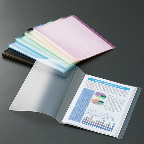 ＴＡＮＯＳＥＥ　クリアファイル　Ａ４タテ　２０ポケット　背幅１４ｍｍ　ピンク　１セット（８０冊）2