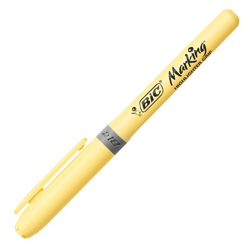 ＢＩＣ　蛍光マーカー　マーキングハイライターグリップ　パステル　イエロー　ＢＲＩＧＢＫＰＳＴＹＬＷ　１セット（１２本）1
