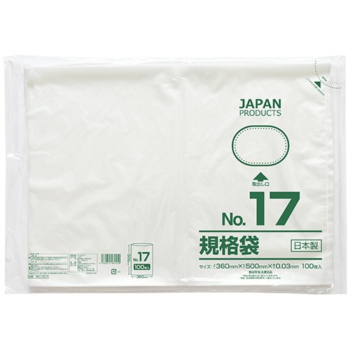 クラフトマン　規格袋　１７号　ヨコ３６０×タテ５００×厚み０．０３ｍｍ　ＨＫＴ－Ｔ０１７　１セット（５００枚：１００枚×５パック）1