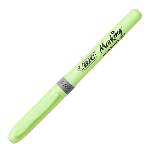 ＢＩＣ　蛍光マーカー　マーキングハイライターグリップ　パステル　グリーン　ＢＲＩＧＢＫＰＳＴＧＲＮ　１セット（１２本）1
