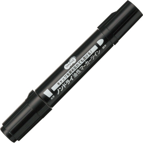 ＴＡＮＯＳＥＥ　キャップ式ノンドライ油性マーカー　ツイン　太字＋細字　黒　１セット（５０本）2